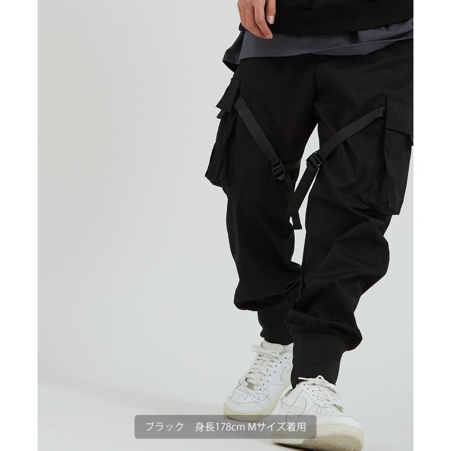 カーゴパンツ メンズ ウエストゴム 大きいサイズ ビッグシルエット オーバーサイズ 無地 黒 緑 リブパンツ ジョガーパンツ ミリタリー improves | improves | 04