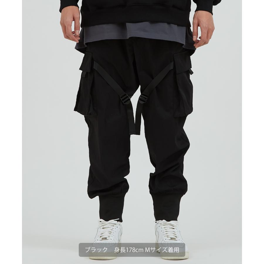 カーゴパンツ メンズ ウエストゴム 大きいサイズ ビッグシルエット オーバーサイズ 無地 黒 緑 リブパンツ ジョガーパンツ ミリタリー improves | improves | 05