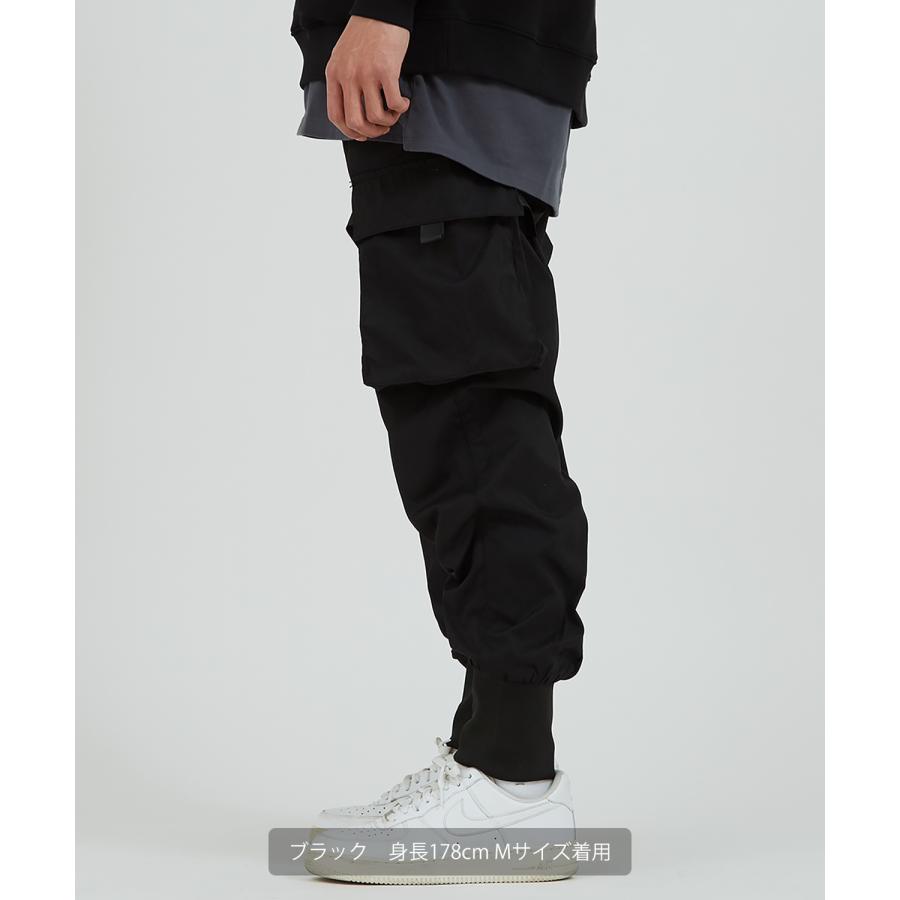 カーゴパンツ メンズ ウエストゴム 大きいサイズ ビッグシルエット オーバーサイズ 無地 黒 緑 リブパンツ ジョガーパンツ ミリタリー improves | improves | 06