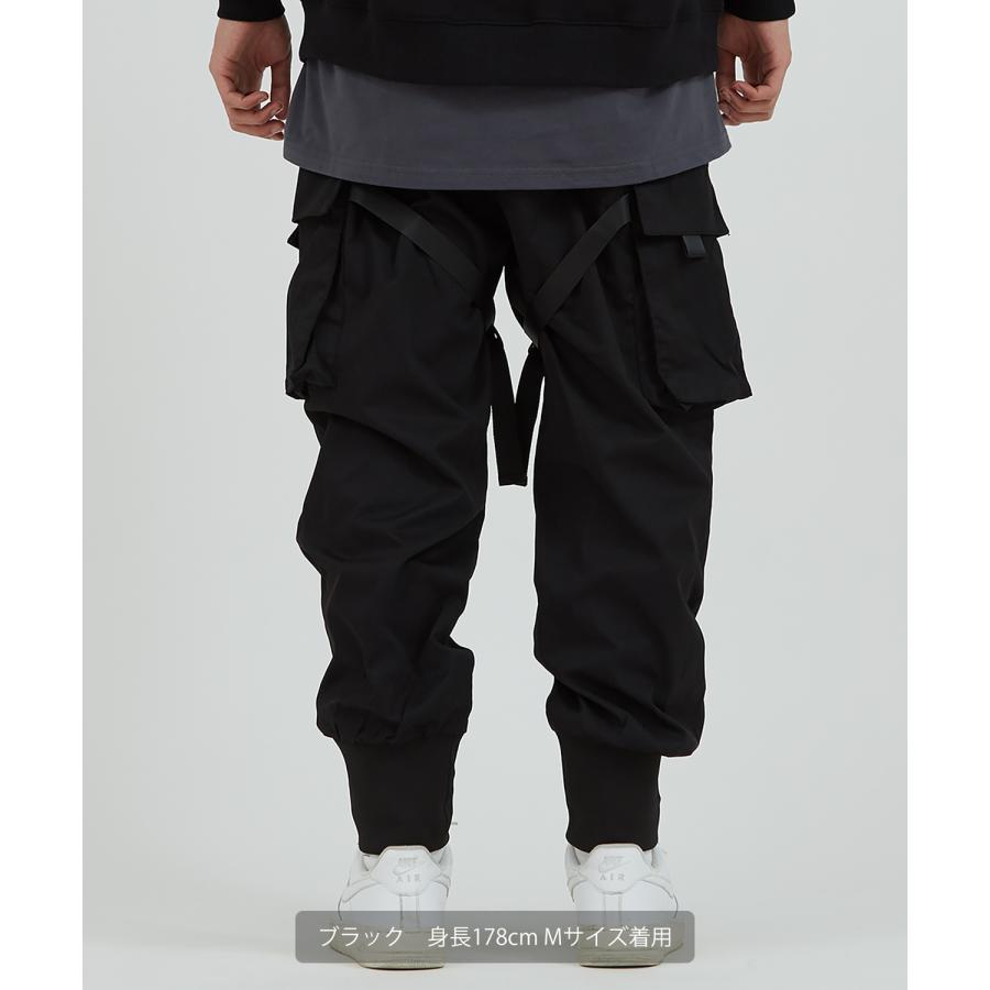 カーゴパンツ メンズ ウエストゴム 大きいサイズ ビッグシルエット オーバーサイズ 無地 黒 緑 リブパンツ ジョガーパンツ ミリタリー improves | improves | 07