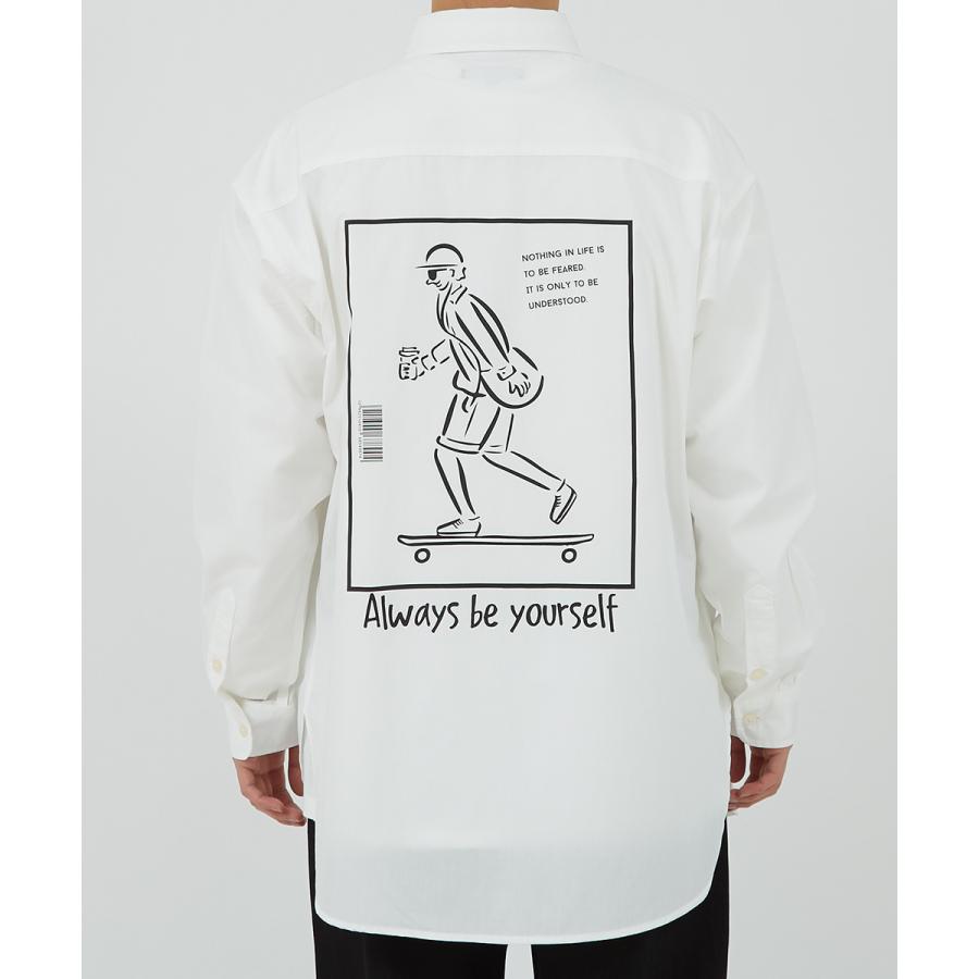 シャツ メンズ ビッグシャツ バックプリント 長袖 ビッグシルエット オーバーサイズ ゆったり 大きいサイズ 白 黒 青 Improves Improves インプローブス 通販 Yahoo ショッピング