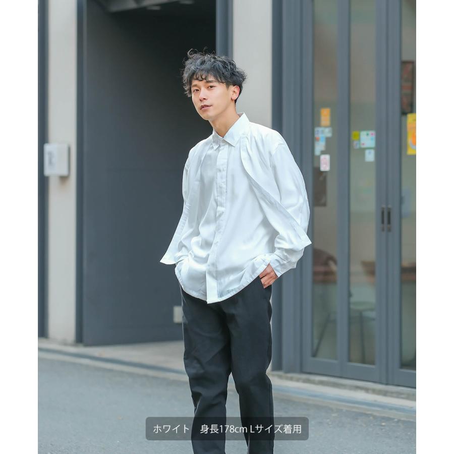 シャツ メンズ ビッグシャツ フェイクレイヤード 重ね着風 ビッグシルエット オーバーサイズ 大きいサイズ 長袖 無地 白 黒 緑 Improves Improves インプローブス 通販 Yahoo ショッピング