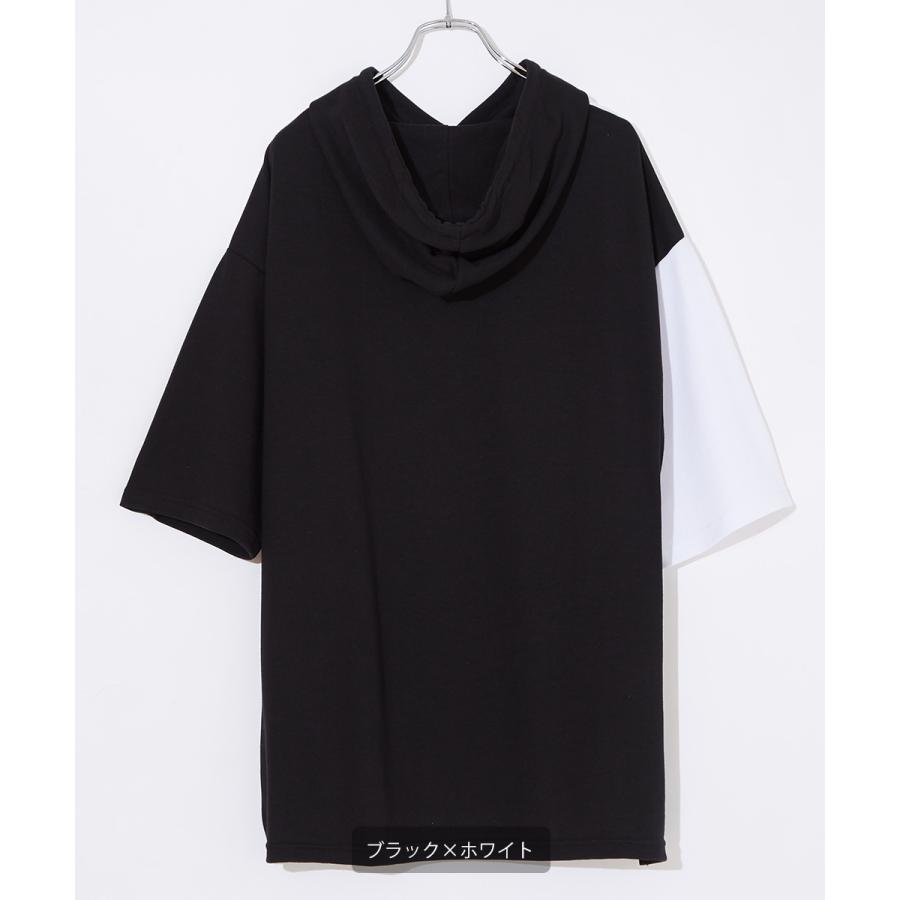 tシャツ Tシャツ ユニセックス 無地 半袖Tシャツ パーカー ロング丈Tシャツ TEE ビッグシルエット トップス オーバーサイズ サイドジップ | improves | 05