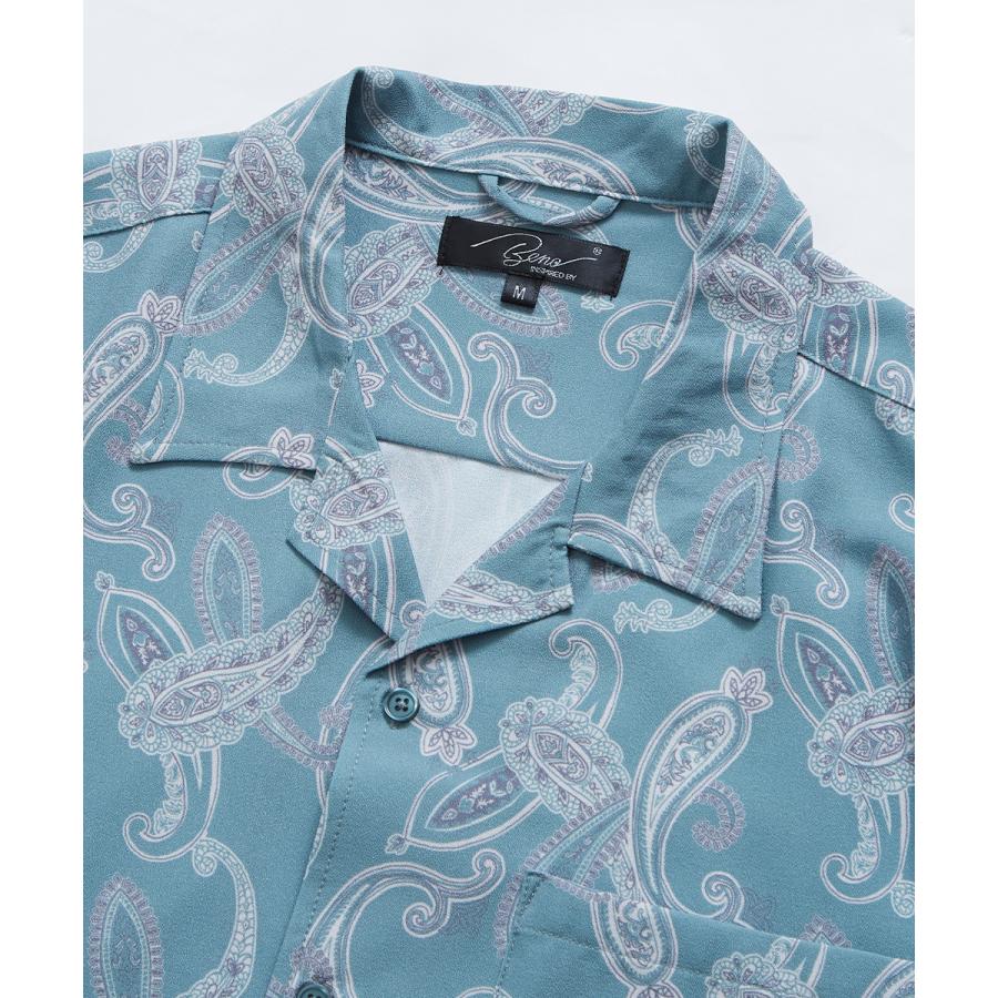 オープンカラーシャツ メンズ 開襟シャツ 半袖シャツ 総柄シャツ オーバーサイズシャツ | improves | 10