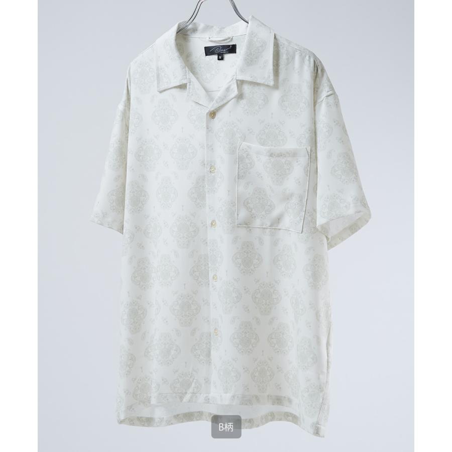 オープンカラーシャツ メンズ 開襟シャツ 半袖シャツ 総柄シャツ オーバーサイズシャツ | improves | 02