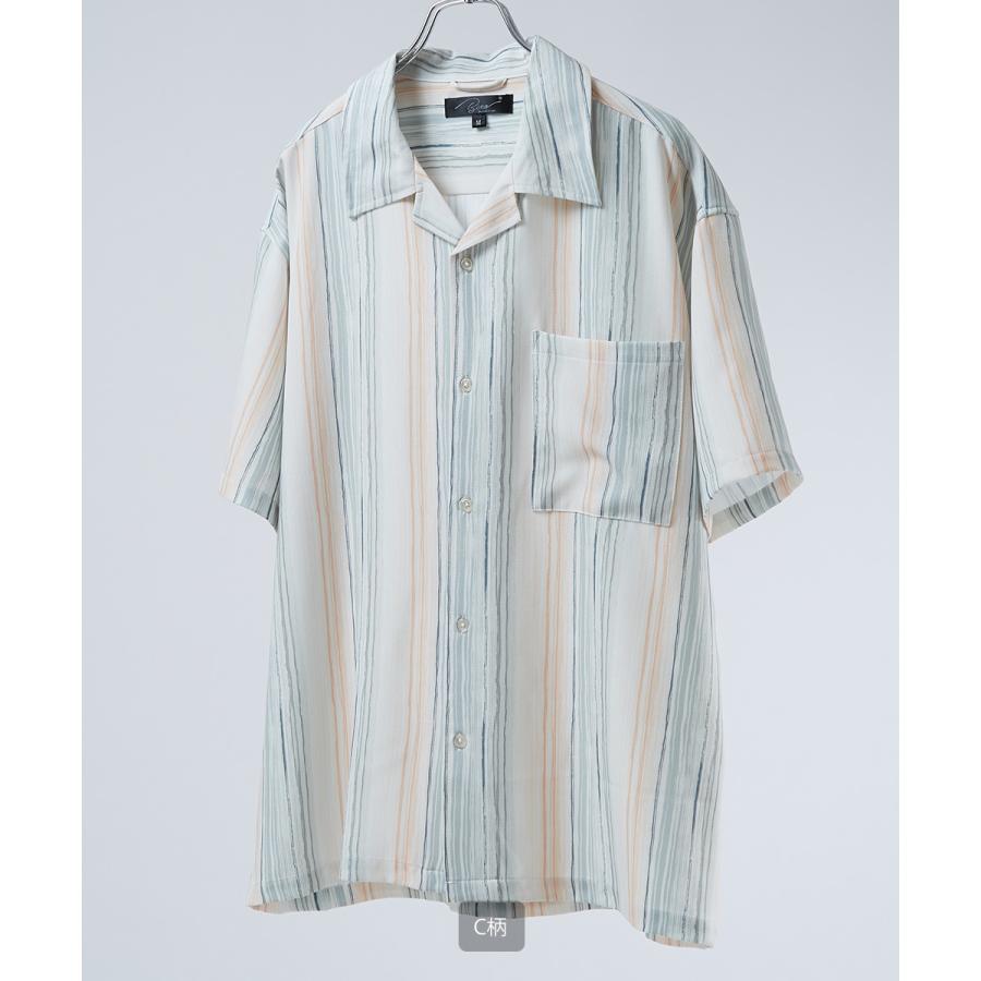 オープンカラーシャツ メンズ 開襟シャツ 半袖シャツ 総柄シャツ オーバーサイズシャツ | improves | 03