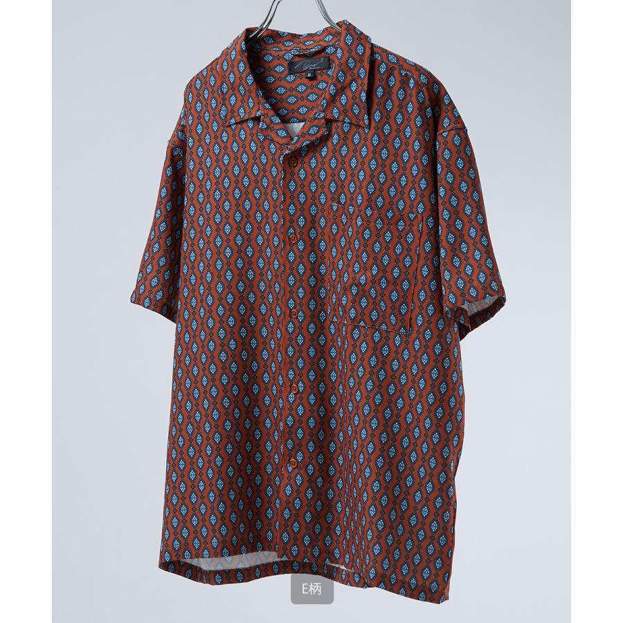 オープンカラーシャツ メンズ 開襟シャツ 半袖シャツ 総柄シャツ オーバーサイズシャツ | improves | 05