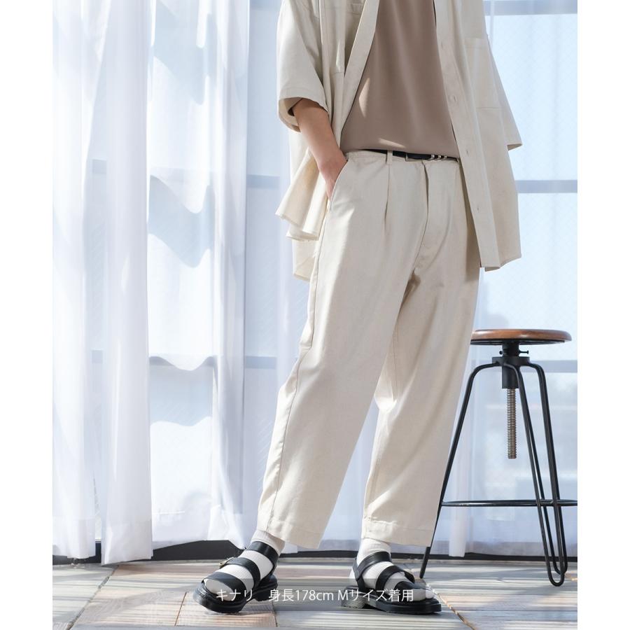 パンツ メンズ セットアップ対応 テーパードパンツ スラックス ズボン ボトム 麻 無地 | improves | 01