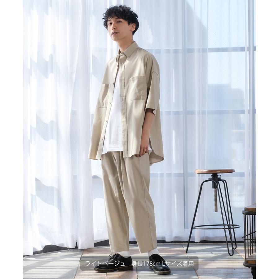 シャツ メンズ セットアップ対応 半袖シャツ ビッグシルエット トップス 麻 無地 | improves | 10