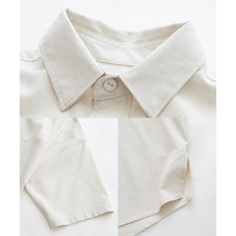 シャツ メンズ セットアップ対応 半袖シャツ ビッグシルエット トップス 麻 無地 | improves | 16