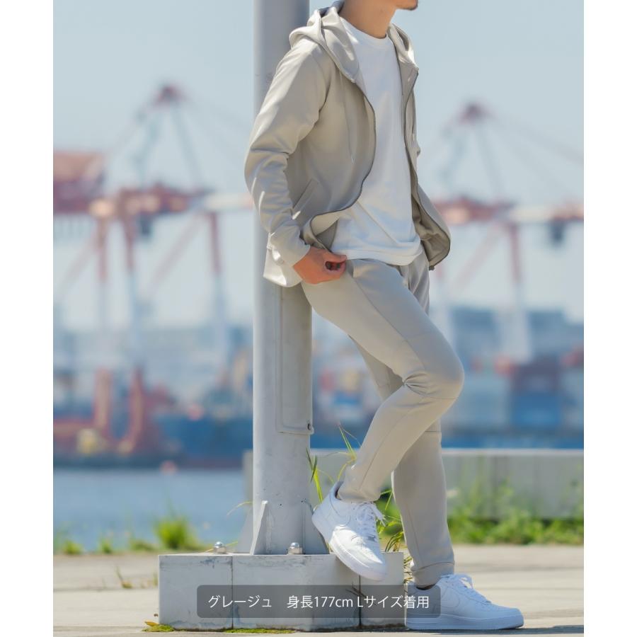 セットアップ対応 ジョガーパンツ メンズ スキニーパンツ イージーパンツ 無地 ジャージ ストレッチ ダイバー素材 ダンボールニット | improves | 07