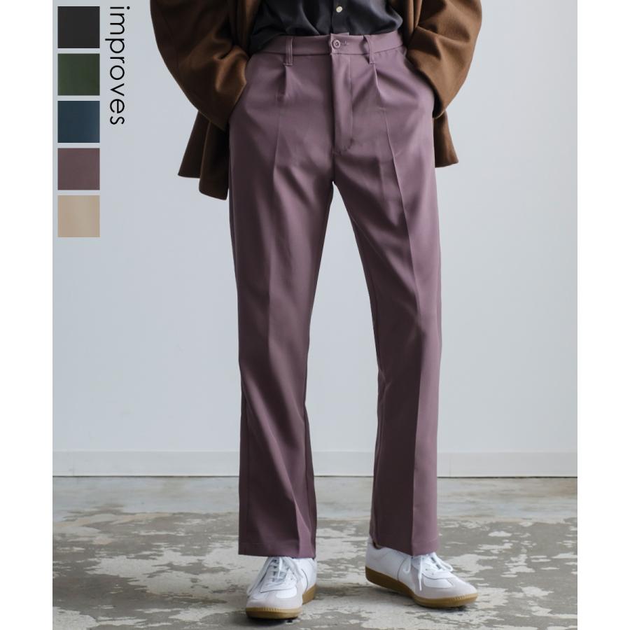 フレアパンツ メンズ フレアーパンツ ワイドパンツ スラックス キレイめ | improves