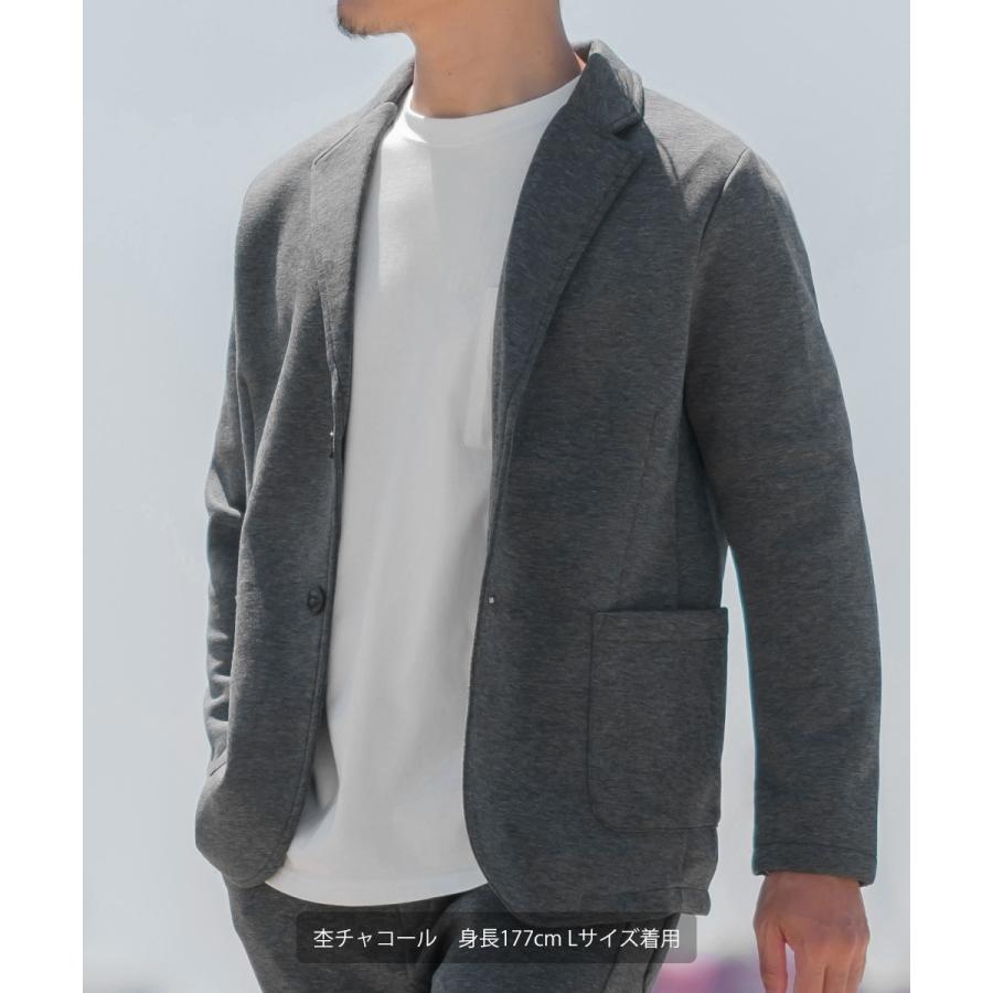 セットアップ対応 テーラードジャケット メンズ ポンチ シンプル カジュアル 2つボタン 無地 ジャージ スウェット ストレッチ | improves | 01