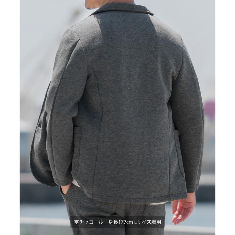 セットアップ対応 テーラードジャケット メンズ ポンチ シンプル カジュアル 2つボタン 無地 ジャージ スウェット ストレッチ | improves | 02