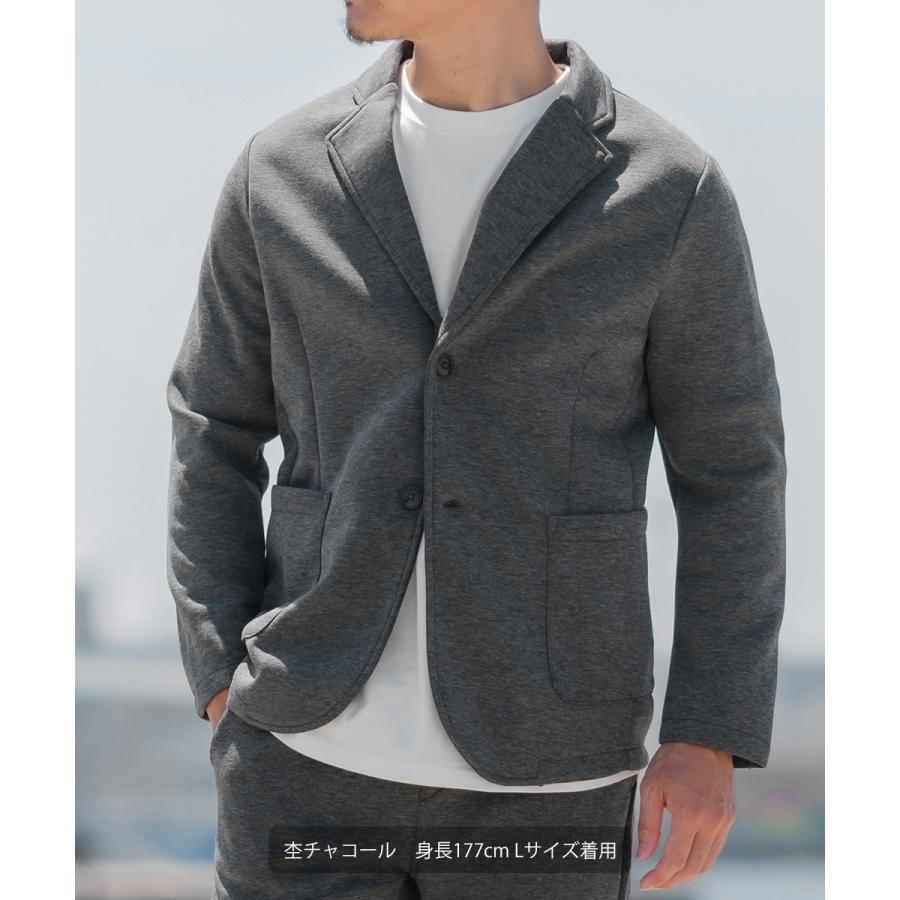 セットアップ対応 テーラードジャケット メンズ ポンチ シンプル カジュアル 2つボタン 無地 ジャージ スウェット ストレッチ | improves | 03