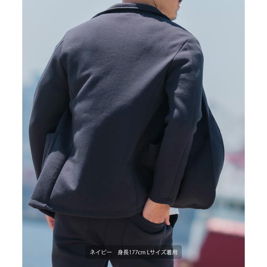 セットアップ対応 テーラードジャケット メンズ ポンチ シンプル カジュアル 2つボタン 無地 ジャージ スウェット ストレッチ | improves | 06