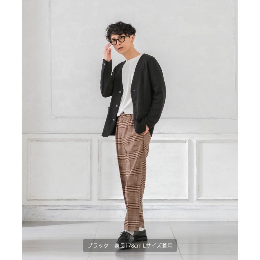 セットアップ対応 ジャケット メンズ カーディガン ポンチ シンプル カジュアル Vネック 無地 ジャージ スウェット ストレッチ ノーカラー | improves | 13