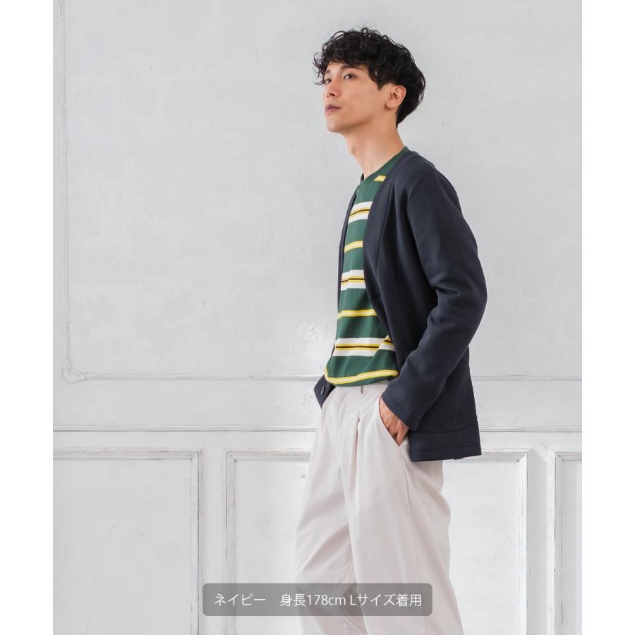 セットアップ対応 ジャケット メンズ カーディガン ポンチ シンプル カジュアル Vネック 無地 ジャージ スウェット ストレッチ ノーカラー | improves | 07