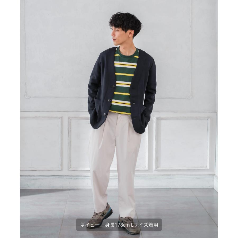 セットアップ対応 ジャケット メンズ カーディガン ポンチ シンプル カジュアル Vネック 無地 ジャージ スウェット ストレッチ ノーカラー | improves | 08