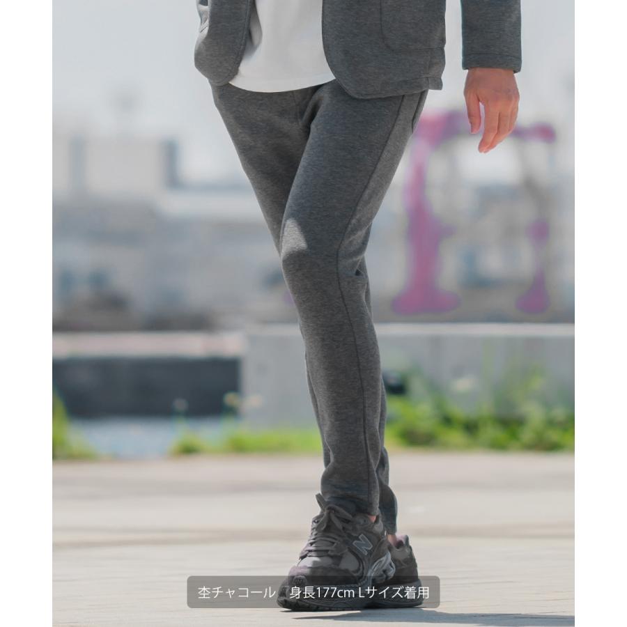 セットアップ対応 スキニーパンツ メンズ ポンチ イージーパンツ シンプル カジュアル 無地 ジャージ スウェット ストレッチ アンクル丈 ウエストゴム | improves | 01