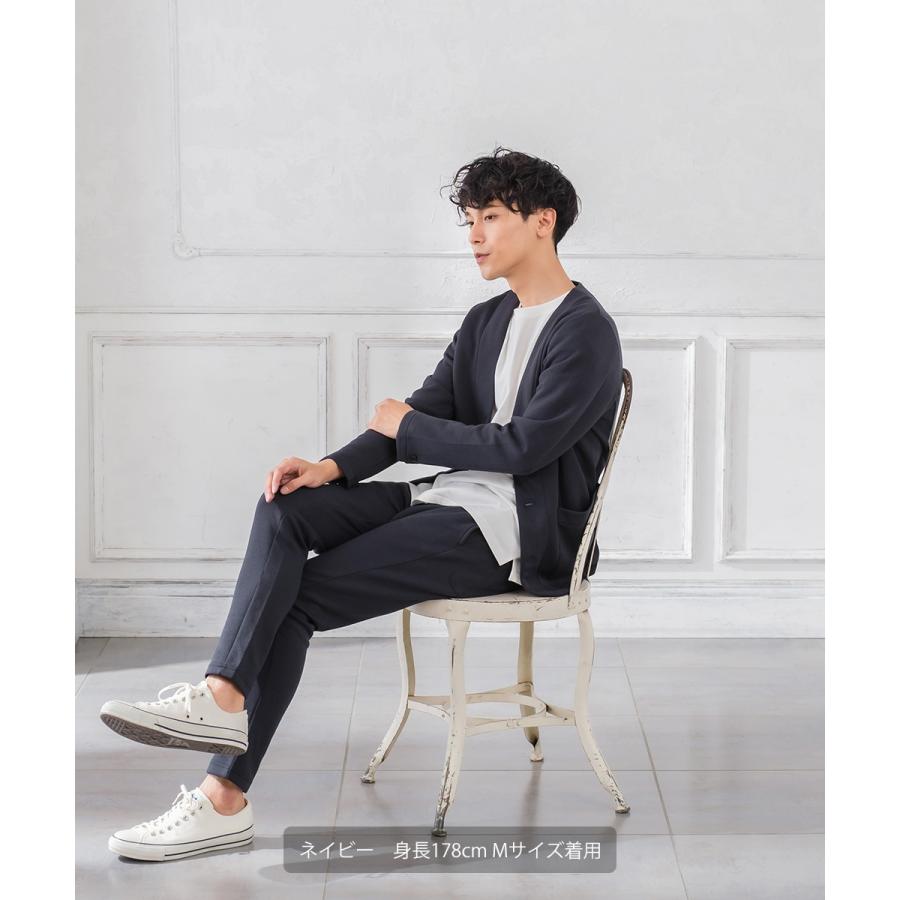 セットアップ対応 スキニーパンツ メンズ ポンチ イージーパンツ シンプル カジュアル 無地 ジャージ スウェット ストレッチ アンクル丈 ウエストゴム | improves | 10