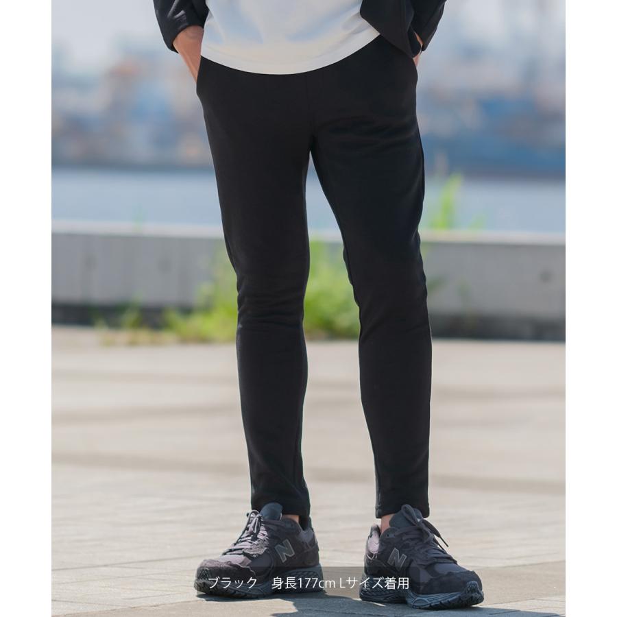 セットアップ対応 スキニーパンツ メンズ ポンチ イージーパンツ シンプル カジュアル 無地 ジャージ スウェット ストレッチ アンクル丈 ウエストゴム | improves | 11