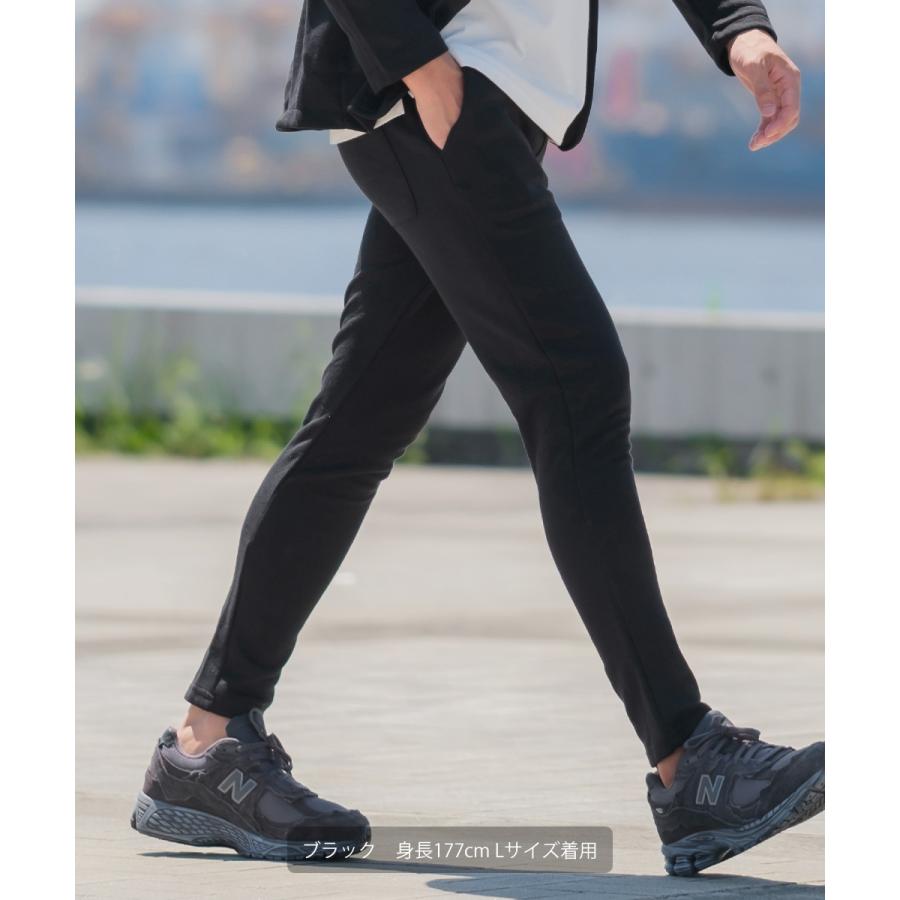 セットアップ対応 スキニーパンツ メンズ ポンチ イージーパンツ シンプル カジュアル 無地 ジャージ スウェット ストレッチ アンクル丈 ウエストゴム | improves | 12