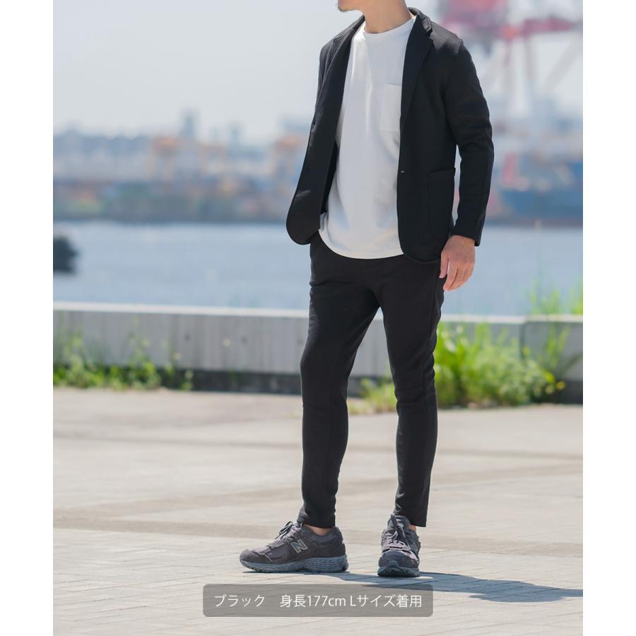 セットアップ対応 スキニーパンツ メンズ ポンチ イージーパンツ シンプル カジュアル 無地 ジャージ スウェット ストレッチ アンクル丈 ウエストゴム | improves | 14