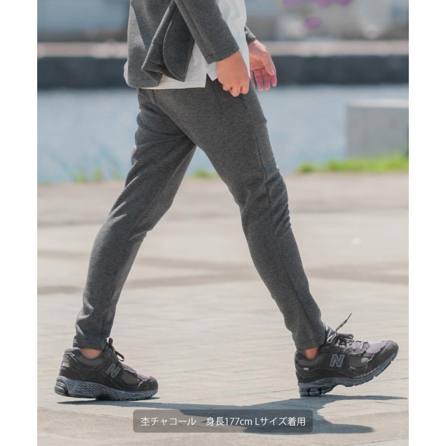 セットアップ対応 スキニーパンツ メンズ ポンチ イージーパンツ シンプル カジュアル 無地 ジャージ スウェット ストレッチ アンクル丈 ウエストゴム | improves | 02