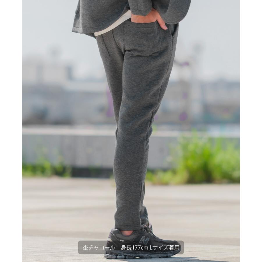 セットアップ対応 スキニーパンツ メンズ ポンチ イージーパンツ シンプル カジュアル 無地 ジャージ スウェット ストレッチ アンクル丈 ウエストゴム | improves | 03