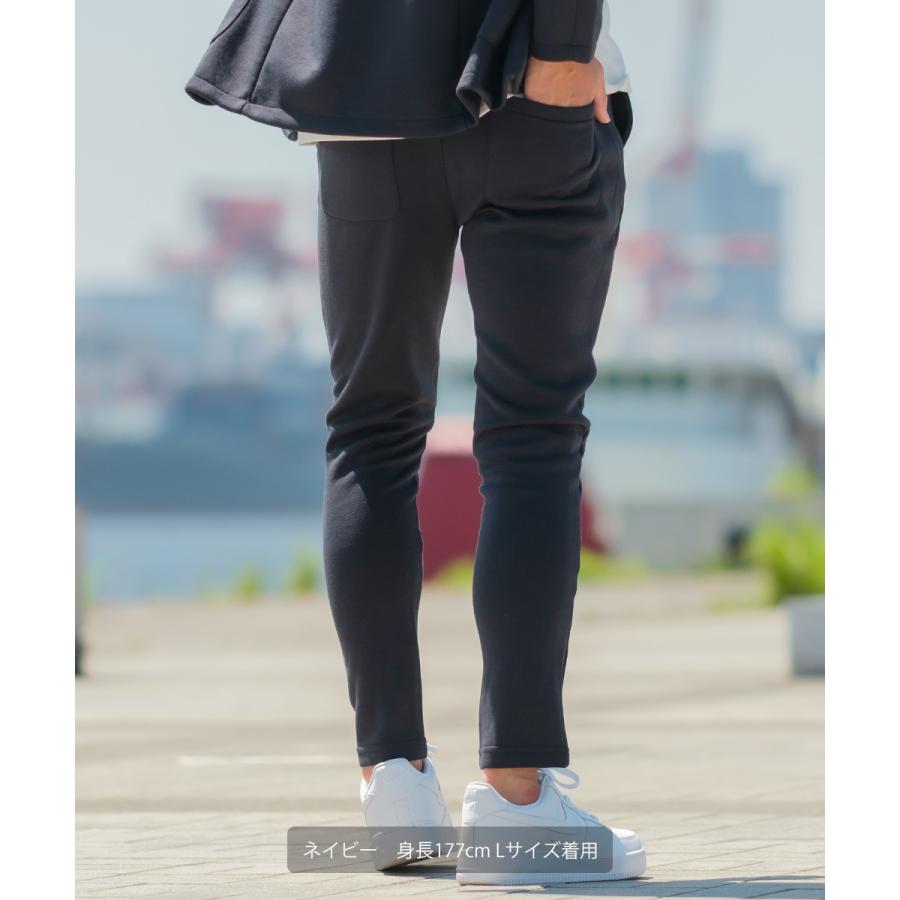 セットアップ対応 スキニーパンツ メンズ ポンチ イージーパンツ シンプル カジュアル 無地 ジャージ スウェット ストレッチ アンクル丈 ウエストゴム | improves | 08