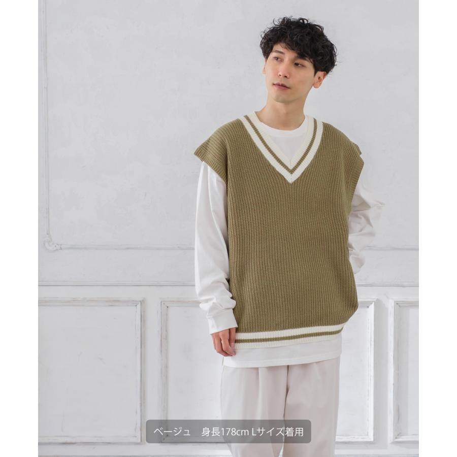 improves ニット ベスト Vネック ビッグシルエット ゆったり 大きい