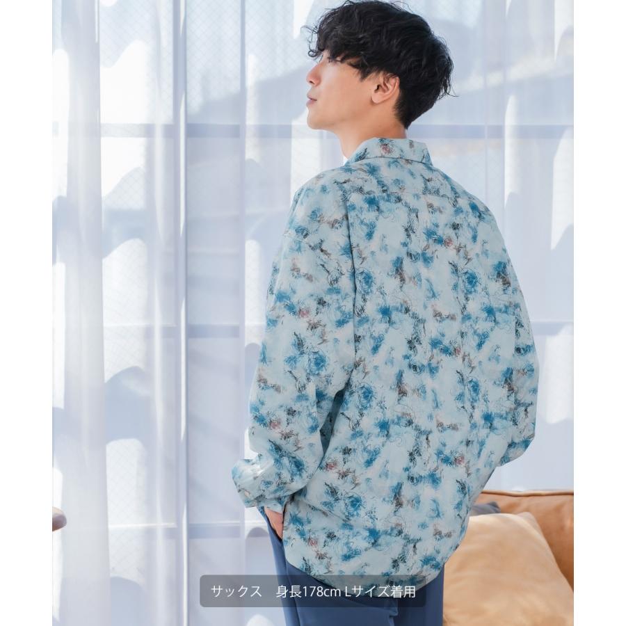 improves シャツ メンズ 長袖 開襟シャツ オープンカラーシャツ 総柄