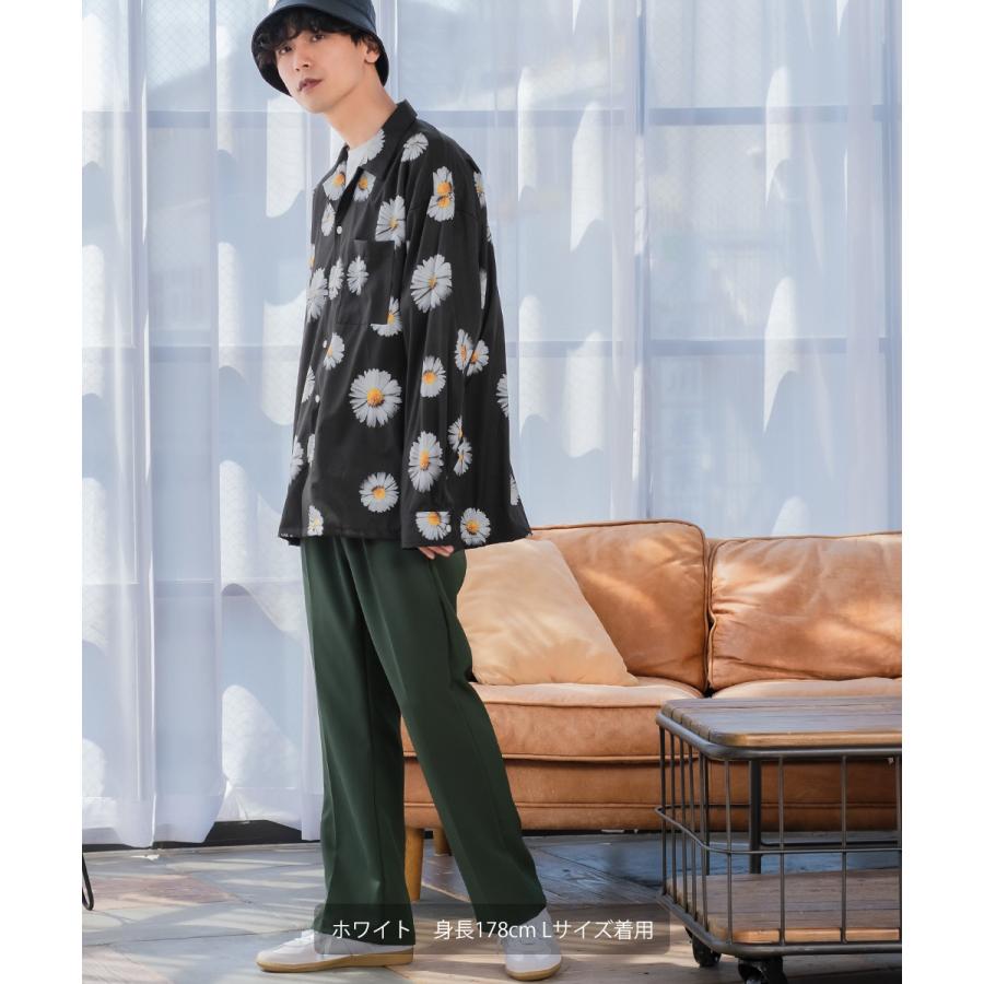 improves シャツ メンズ 長袖 開襟シャツ オープンカラーシャツ 花柄