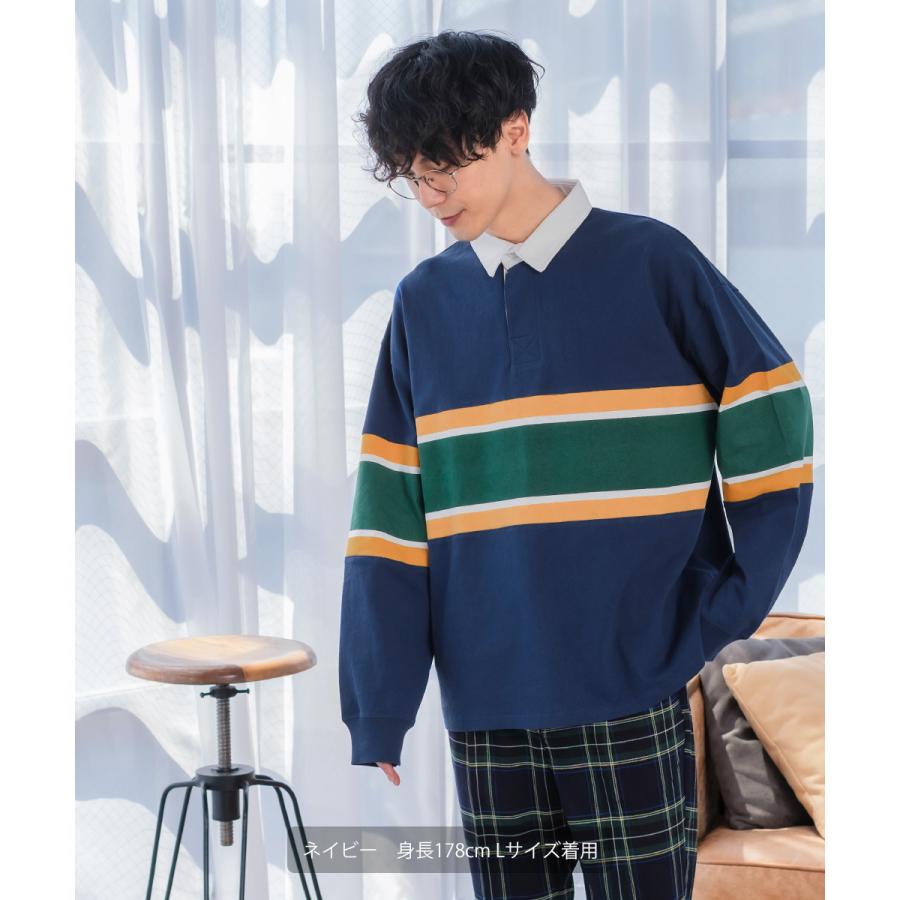 ラガーシャツ　長袖 ワンフォークロージング 1111clothing ラガーシャツ メンズ