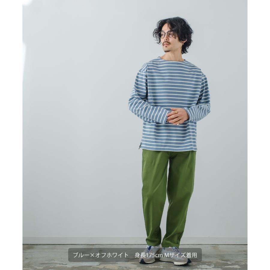 ロンT メンズ バスクシャツ 無地 ボーダー Tシャツ 長袖 ボートネック カットソー ロングTシャツ USコットン ヘビーウェイト オーバーサイズ | improves | 13