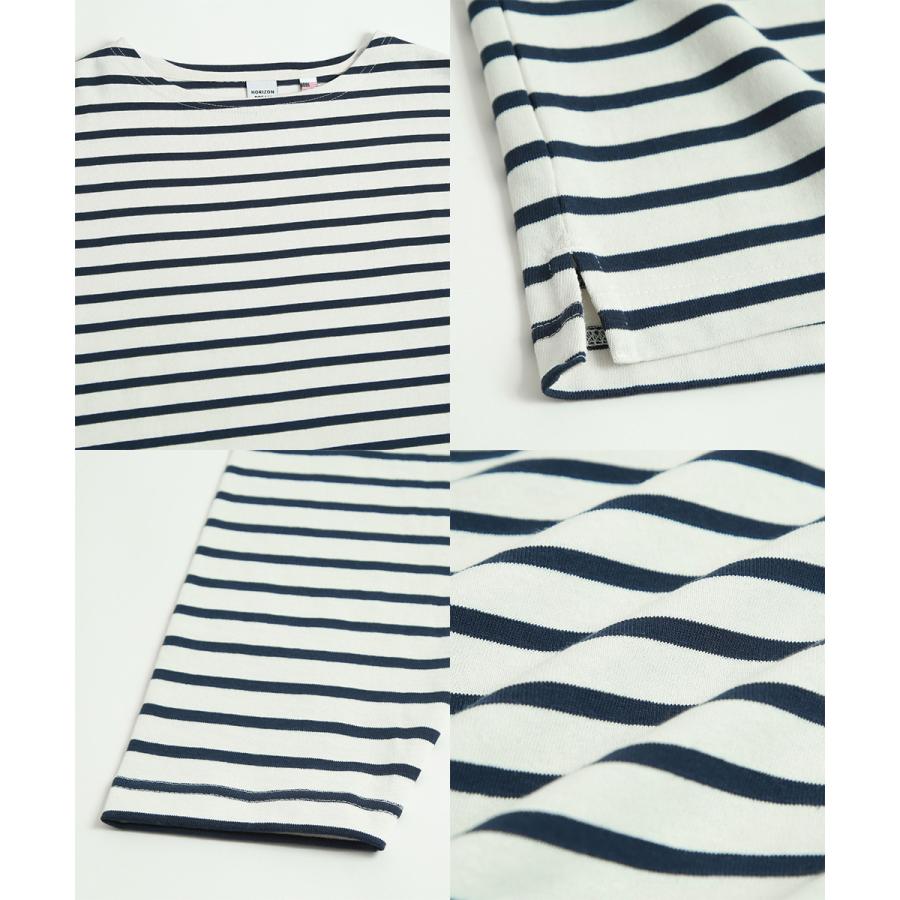 ロンT メンズ バスクシャツ 無地 ボーダー Tシャツ 長袖 ボートネック カットソー ロングTシャツ USコットン ヘビーウェイト オーバーサイズ | improves | 19