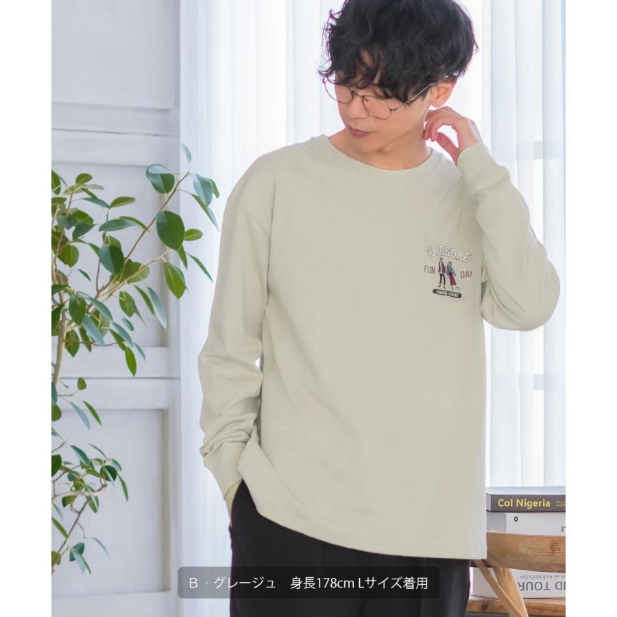 ロンT 長袖 ロングTシャツ ロンティー イラスト 刺繍 綿100 USコットン