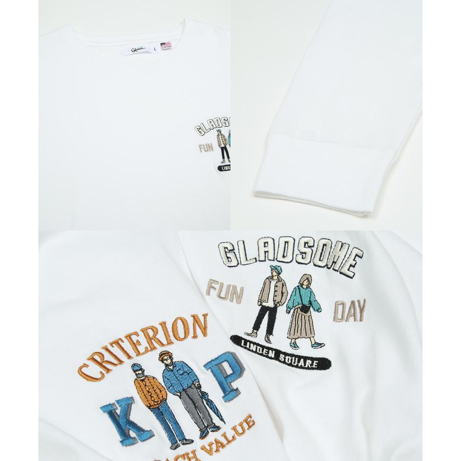 ロンT 長袖 ロングTシャツ ロンティー イラスト 刺繍 綿100 USコットン