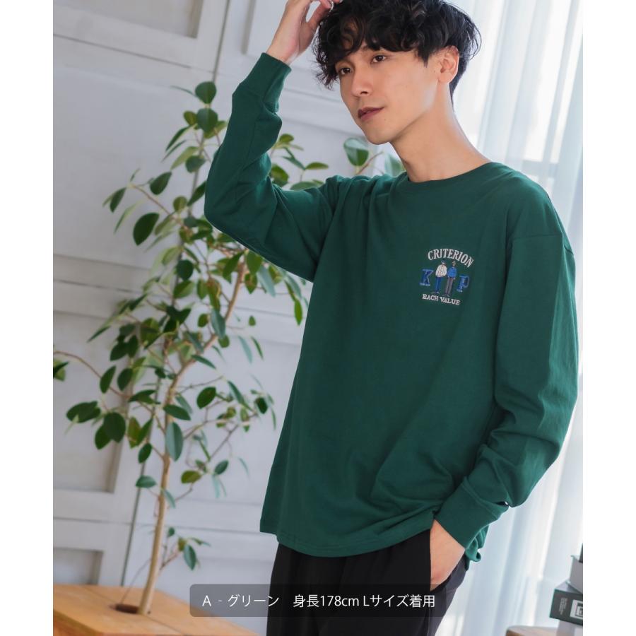 ロンT 長袖 ロングTシャツ ロンティー イラスト 刺繍 綿100 USコットン