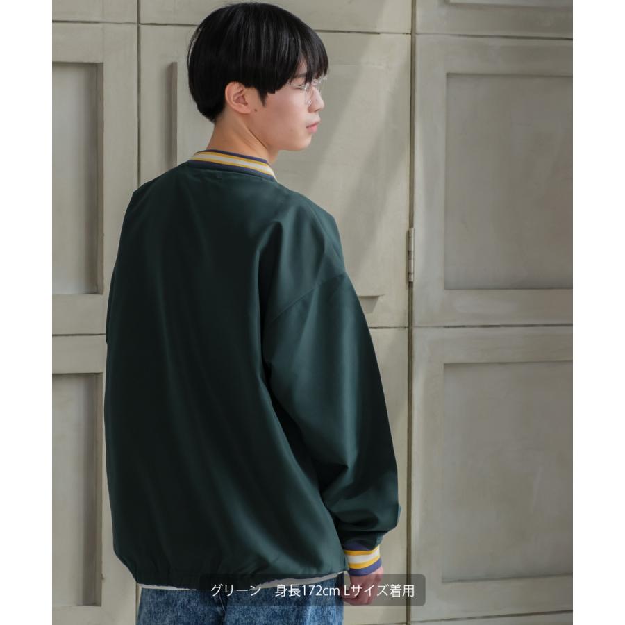 プルオーバー カレッジロゴ 刺繍 Vネック ロンT Tシャツ 長袖 ロングTシャツ メンズ  オーバーサイズ メンズ | improves | 02