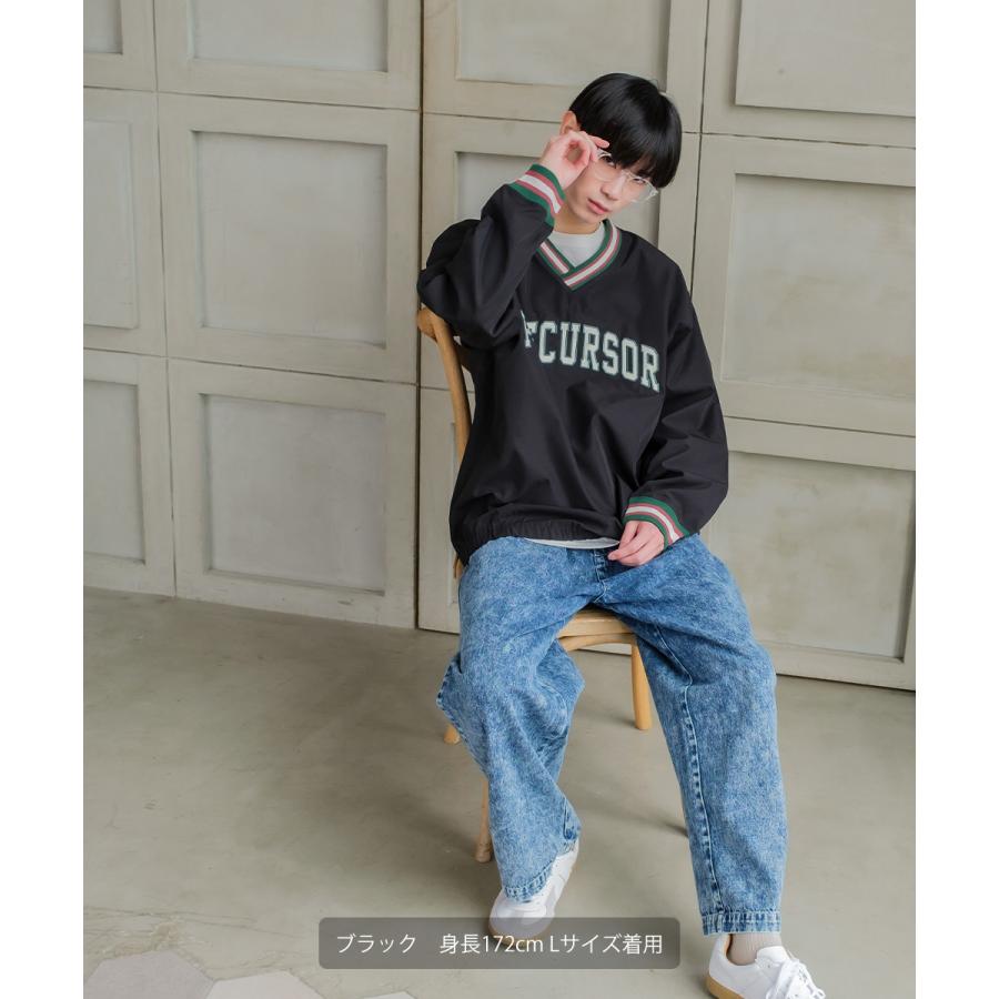 プルオーバー カレッジロゴ 刺繍 Vネック ロンT Tシャツ 長袖 ロングTシャツ メンズ  オーバーサイズ メンズ | improves | 06