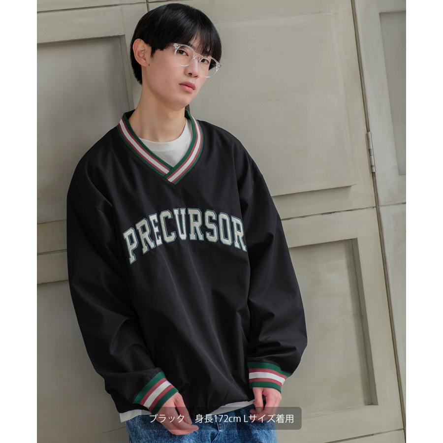 プルオーバー カレッジロゴ 刺繍 Vネック ロンT Tシャツ 長袖 ロングTシャツ メンズ  オーバーサイズ メンズ | improves | 07