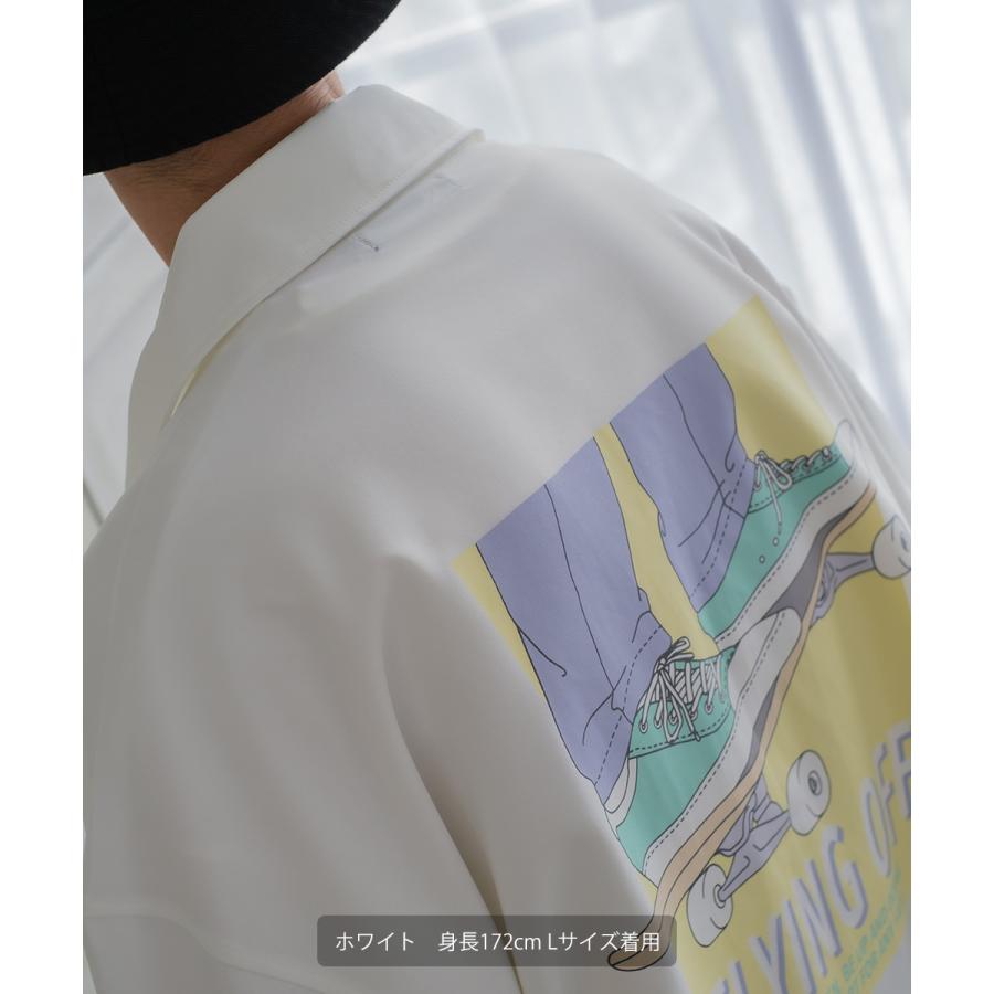 イラストプリントシャツ メンズ 刺繍 80's レトロ グラフィック レギュラーカラー オーバーサイズ ビッグシルエット | improves | 04