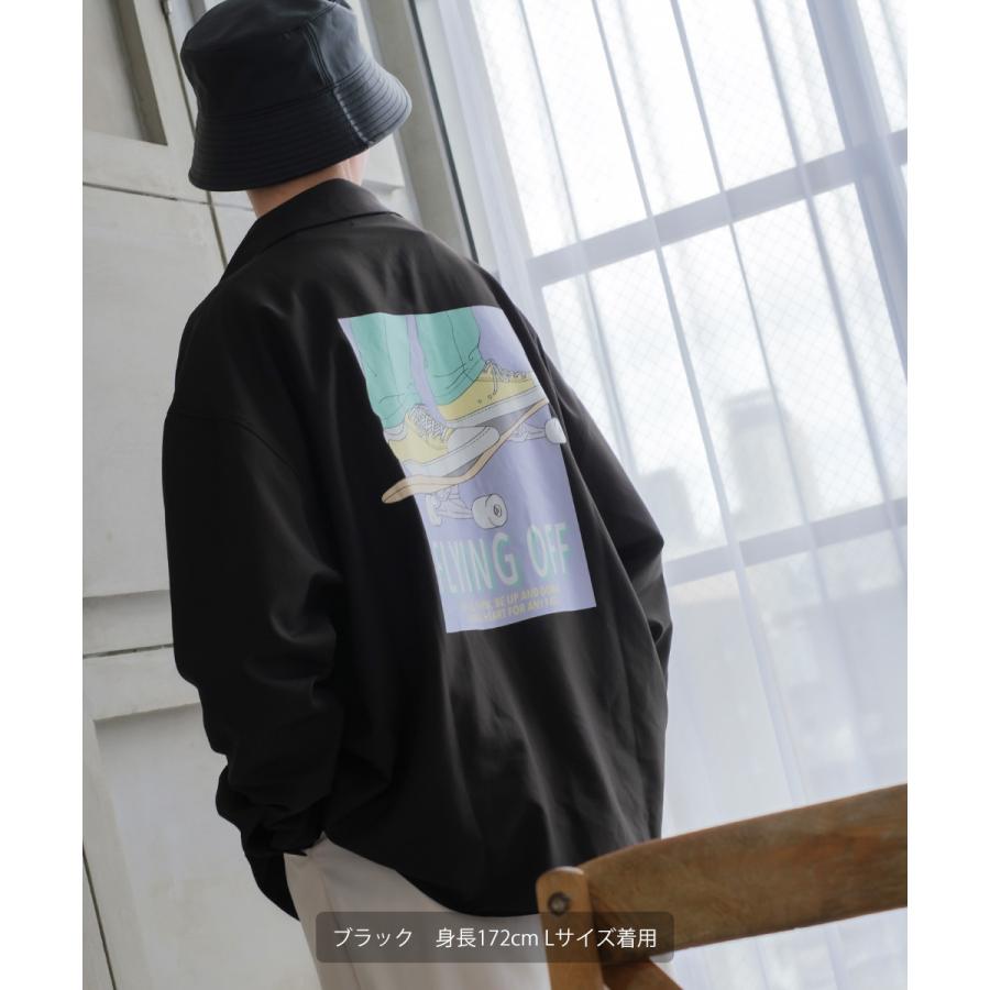 イラストプリントシャツ メンズ 刺繍 80's レトロ グラフィック レギュラーカラー オーバーサイズ ビッグシルエット | improves | 08