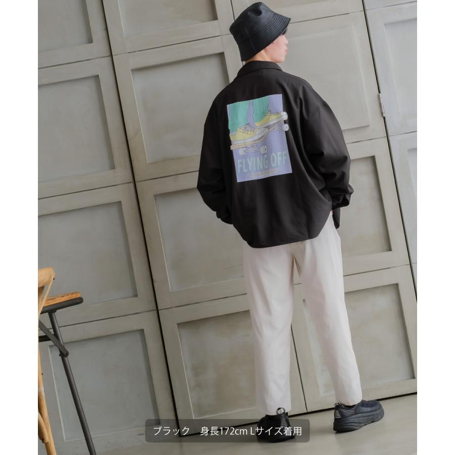 イラストプリントシャツ メンズ 刺繍 80's レトロ グラフィック レギュラーカラー オーバーサイズ ビッグシルエット | improves | 09