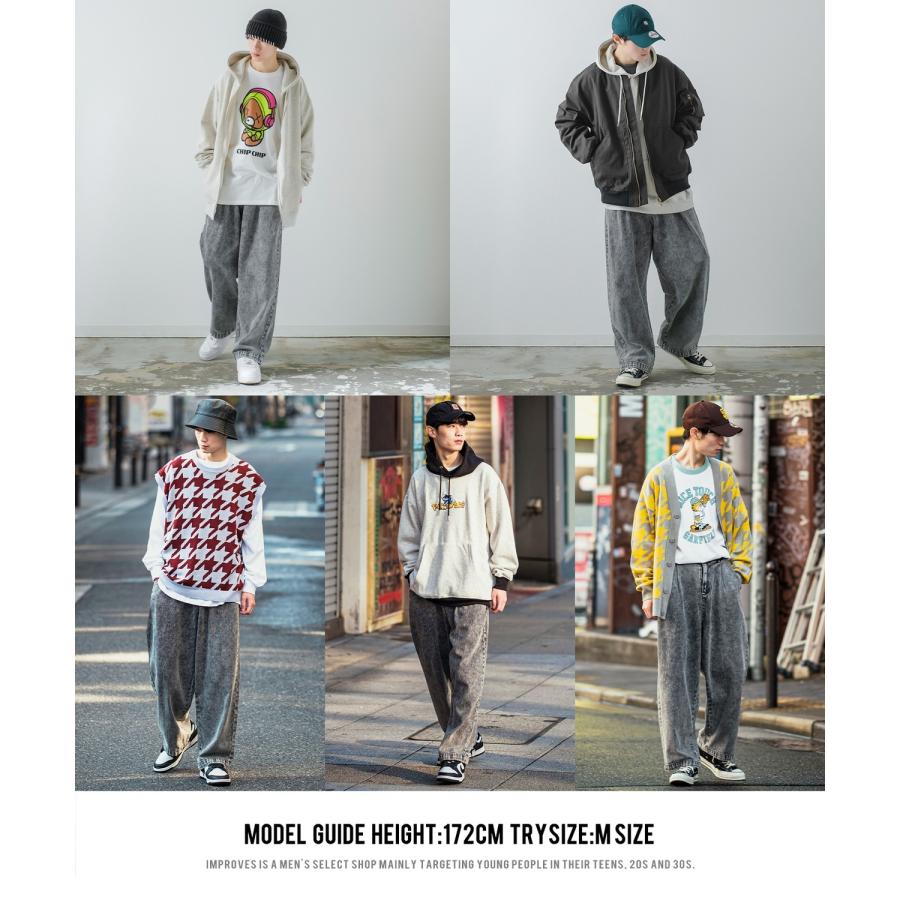 improves デニム パンツ メンズ ワイドパンツ ペインターパンツ