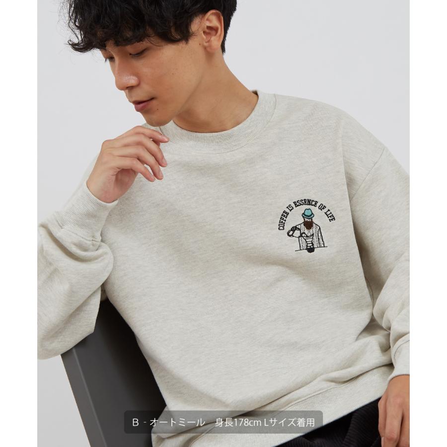 improves ワンポイント 裏毛 トレーナー メンズ さがら刺繍 クルー