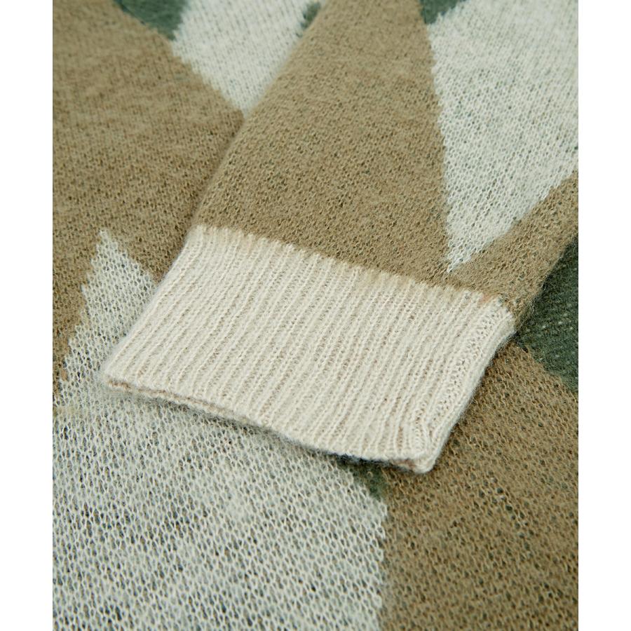 モヘアタッチ総柄カーディガン メンズ モヘア アーガイル Vネック 起毛 カーディガン ビッグシルエット オーバーサイズ | improves | 10