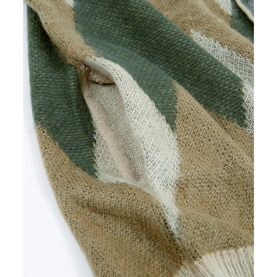 モヘアタッチ総柄カーディガン メンズ モヘア アーガイル Vネック 起毛 カーディガン ビッグシルエット オーバーサイズ | improves | 11